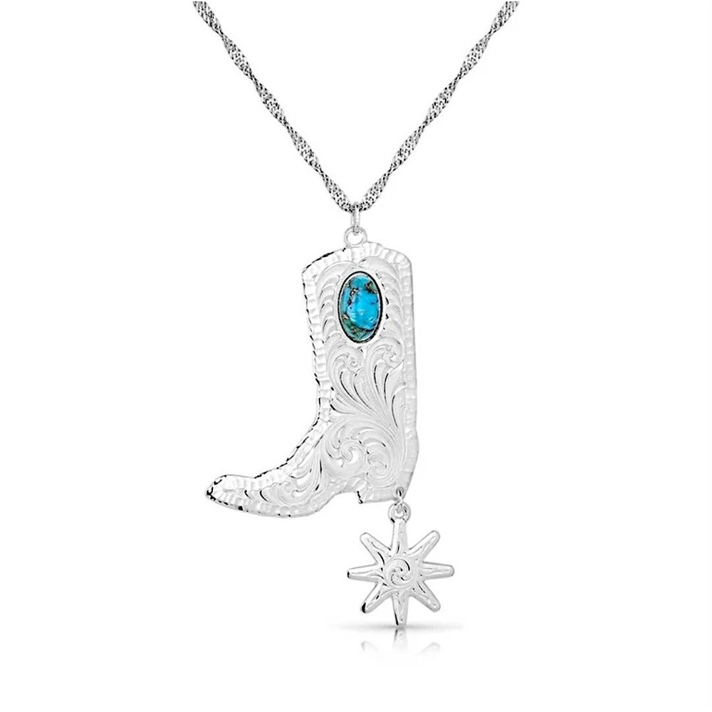 Montana Silversmiths Chiseled Boots & Spurs Turquoise Necklace Retail $100 - NEW